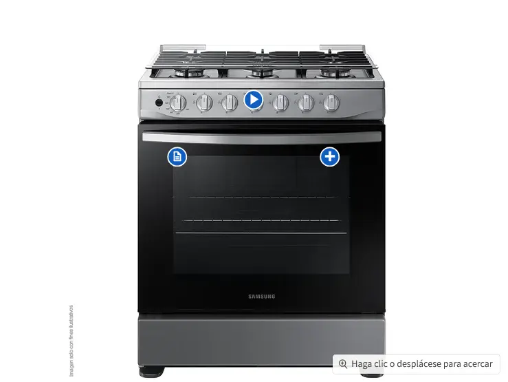 Estufa 30" NX52D3000MV/AX Samsung 6 quemadores, acero inoxidable y parrillas de hierro fundido, tapa de vidrio 